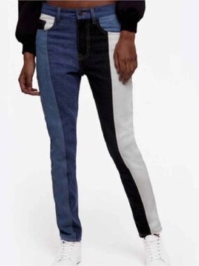 Daya by Zendaya Colorblock Patchwork Jeans Size S (26) Multi Wash Denim Y2K